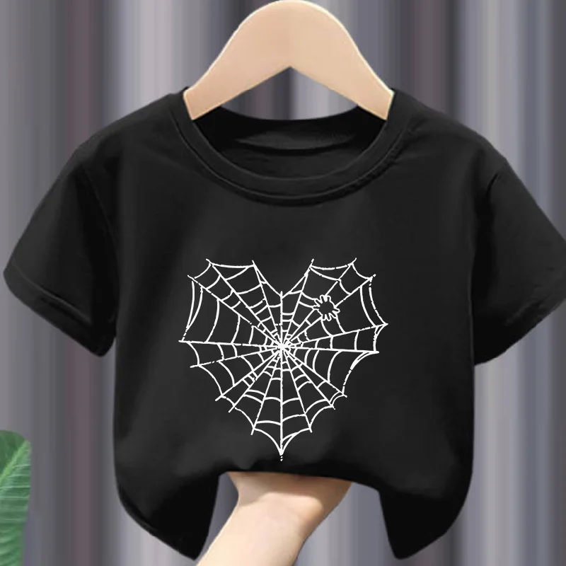 Spider Web Print Children's Short-Sleeved T-Shirt - New Style Children's Summer Clothing Half-Sleeved Boys' and Girls' T-Shirt