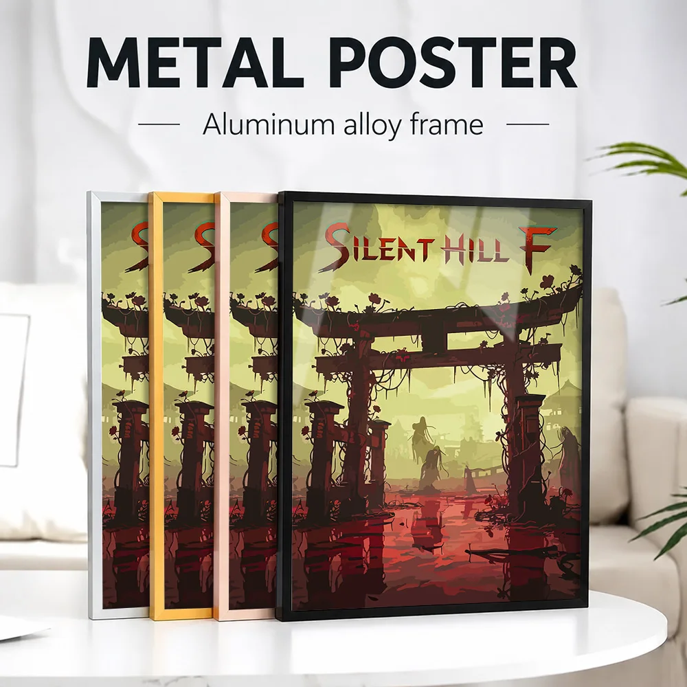Silent Hill F Game Cover Metal Poster With Aluminum Alloy Frame Personalized Photo Retro Terror Style Wall Art For Horror Room
