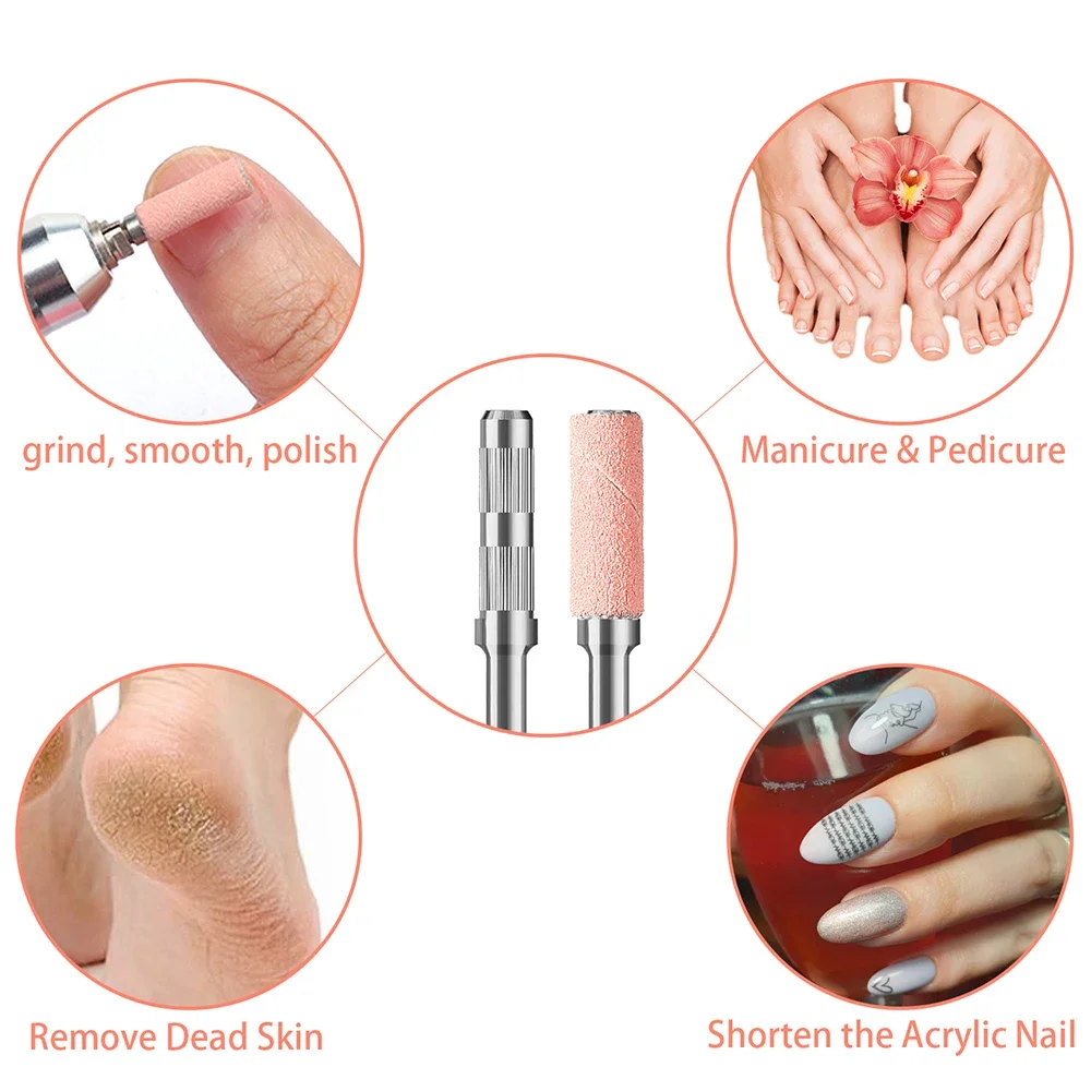 5pcs 3mm Mandrel Bit For Nails Stainless Steel Sanding Bands For Manicure Sandpaper Ring Holder 3/32 Nail Drill Accessories