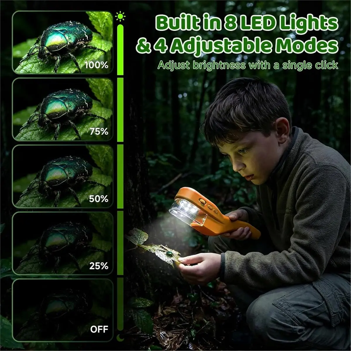 500X Handheld Microscope for Kids, Outdoor Explorer 2.4