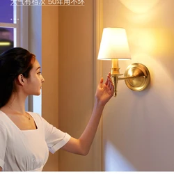 American 2 Arms Copper Wall Lamp E14 Led Light Traditional Bedroom Mirror Light Living room Teahouse Art Decor Light Fixtures