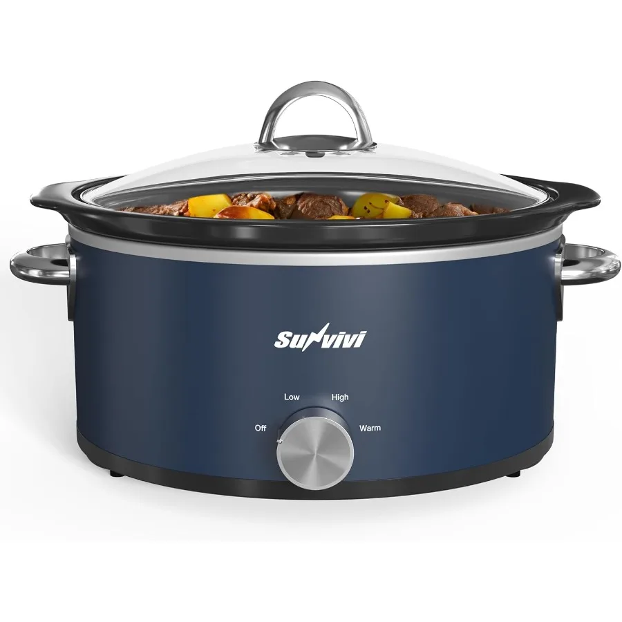 طباخ بطيء 3 كوارت وسخان طعام صغير مع 3 إعدادات تسخين وعاء سيراميك قابل للإزالة للطهي الممتد والحفاظ على الطعام #1