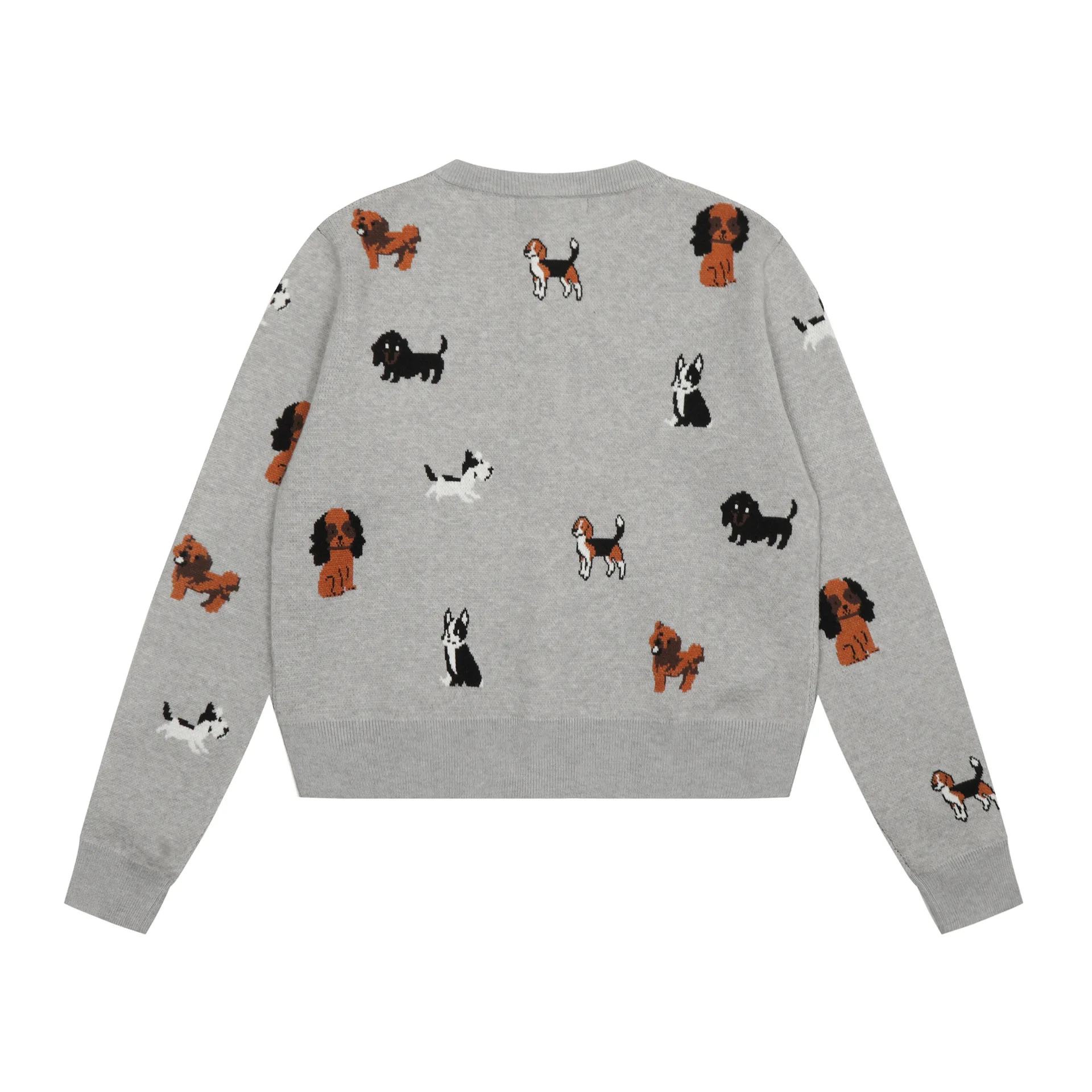 2026 New Cartoon Puppy Print Knit Cardigan Short Jacket Retro Loose Fashion Elegant Casual Versatile Women