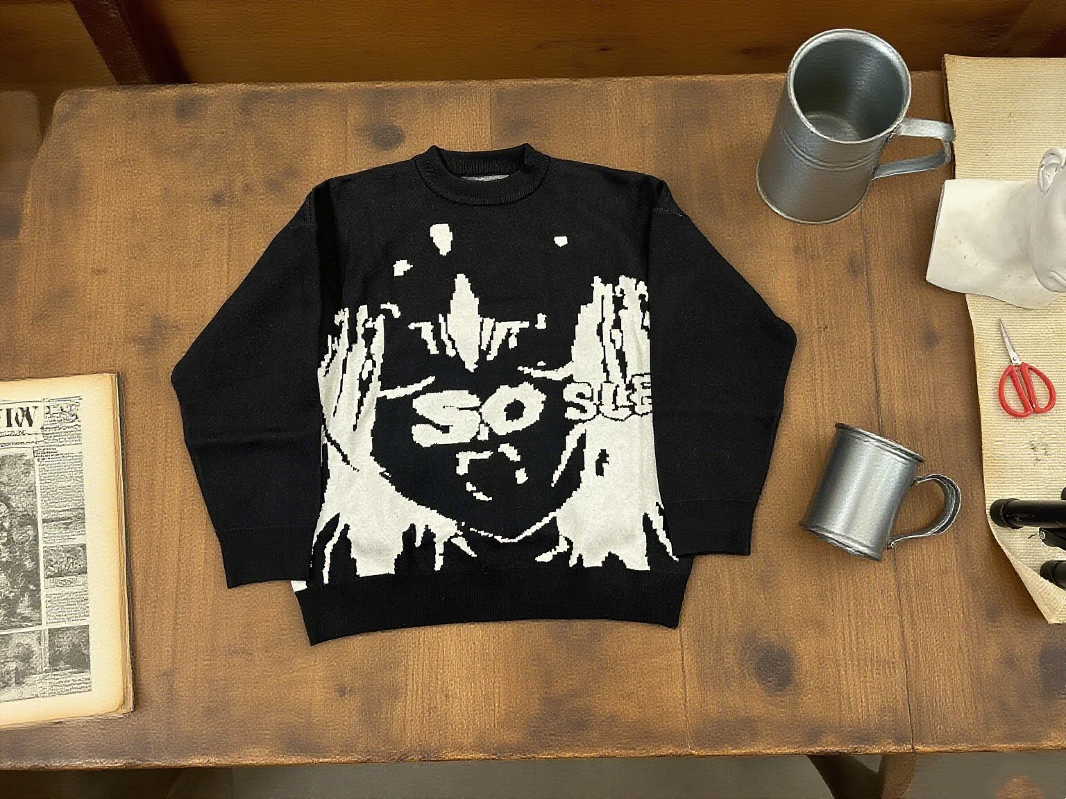 

Винтажный вязаный свитер унисекс в стиле хип-хоп большого размера в стиле Харадзюку с графическим круглым вырезом, свободный уличный пуловер для женщин и мужчин