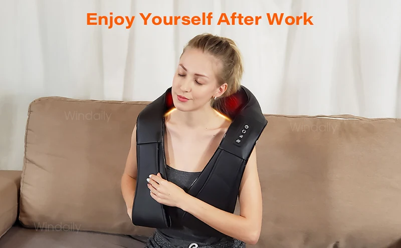 4D Shiatsu Nacken- und Schultermassagegerät mit Wärme, elektrische Rückenmassagegeräte, Knetmassagekissen, Ganzkörpermuskulatur, Heim- und Autogebrauch – Detail 9