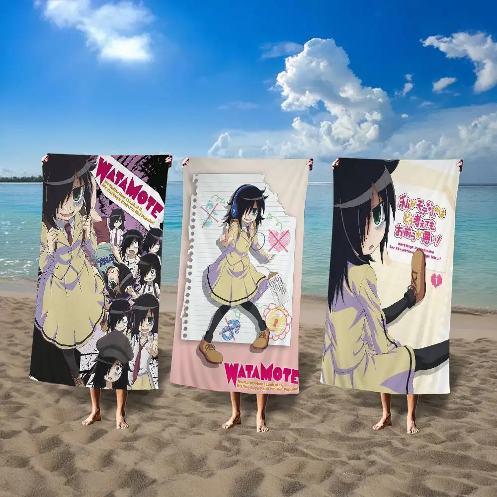 Anime W-Watamote Kuroki Tomoko Microfiber Blanket Quick Drying Beach Towels Oversized Printing Super Absorbent Pool Towel