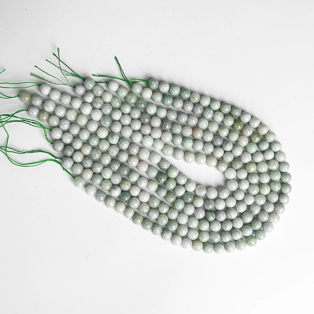 Genuine Natural 4/6/8/10MM Gray Green Myanmar Jade Beads Grade AAA Gemstone Full Strand Round Loose Beads 15\