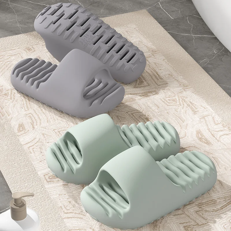 SHAJI Couple Bathroom Shower Slippers, Summer Hollow Out Non Slip Quick Dry Leak Proof Cloud Slides, Cool Unisex Indoor Footwear