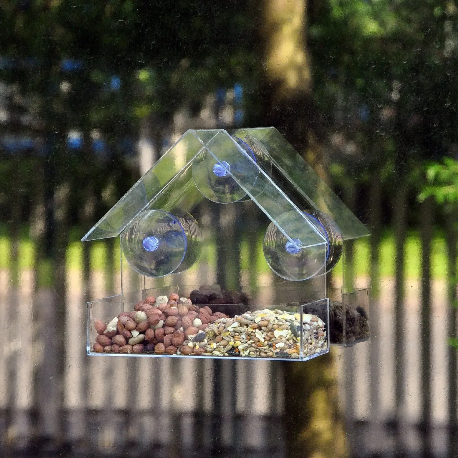 Transparent Window Wild Bird Feeder House Table Removable Suction Cups Sliding Feed Tray for Garden Patio Yard