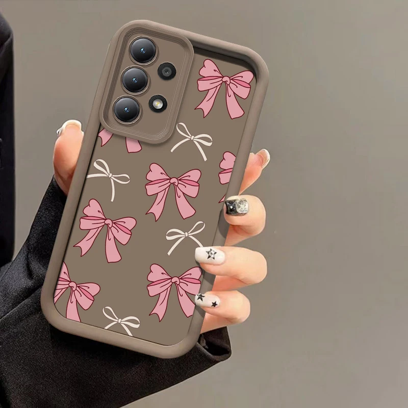Funda con nudo de lazo rosa para Samsung Galaxy A70 A50 A30 A20 A20S A10 A06 A05 A04 A03 A03S A01 A02 funda de teléfono suave de silicona a prueba de golpes