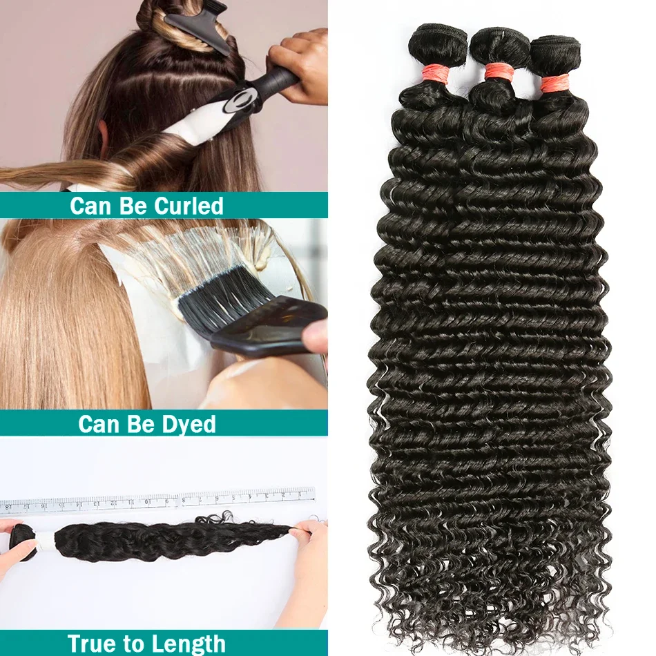 Paquetes de ondas profundas Cabello humano 16 18 20 pulgadas Paquetes de ondas de agua 10A Cabello humano virgen brasileño 100% sin procesar