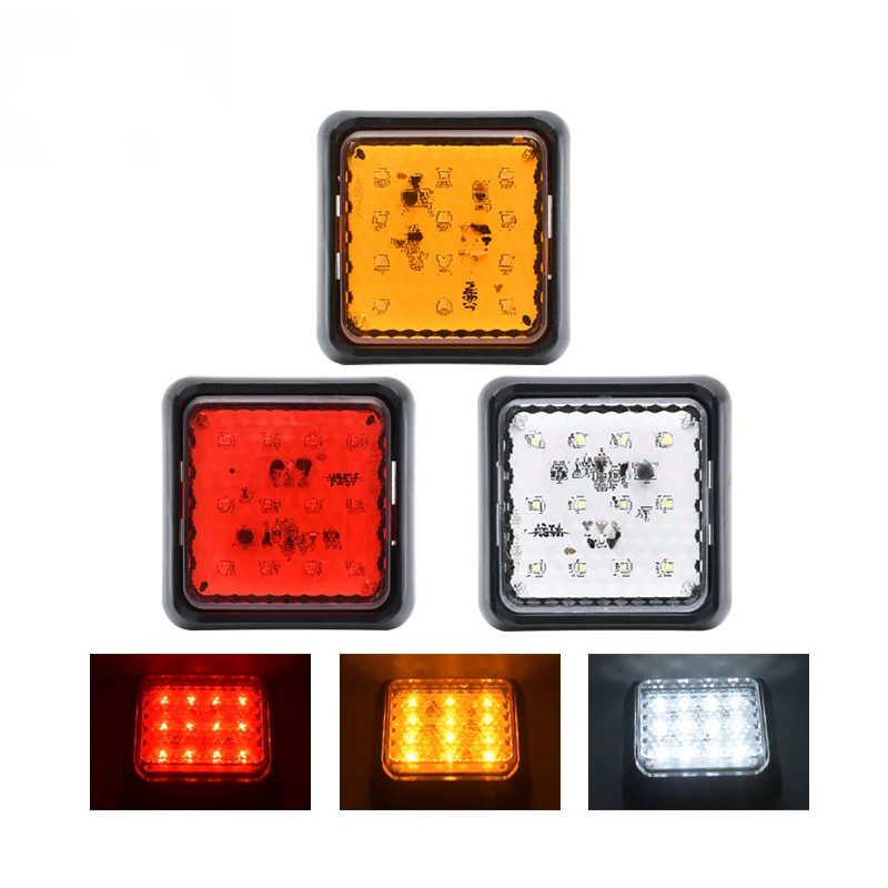 

Single Color 12V 24V Universal Voltage LED Square Light Cargo Truck Tail Lamp Truck Accessories