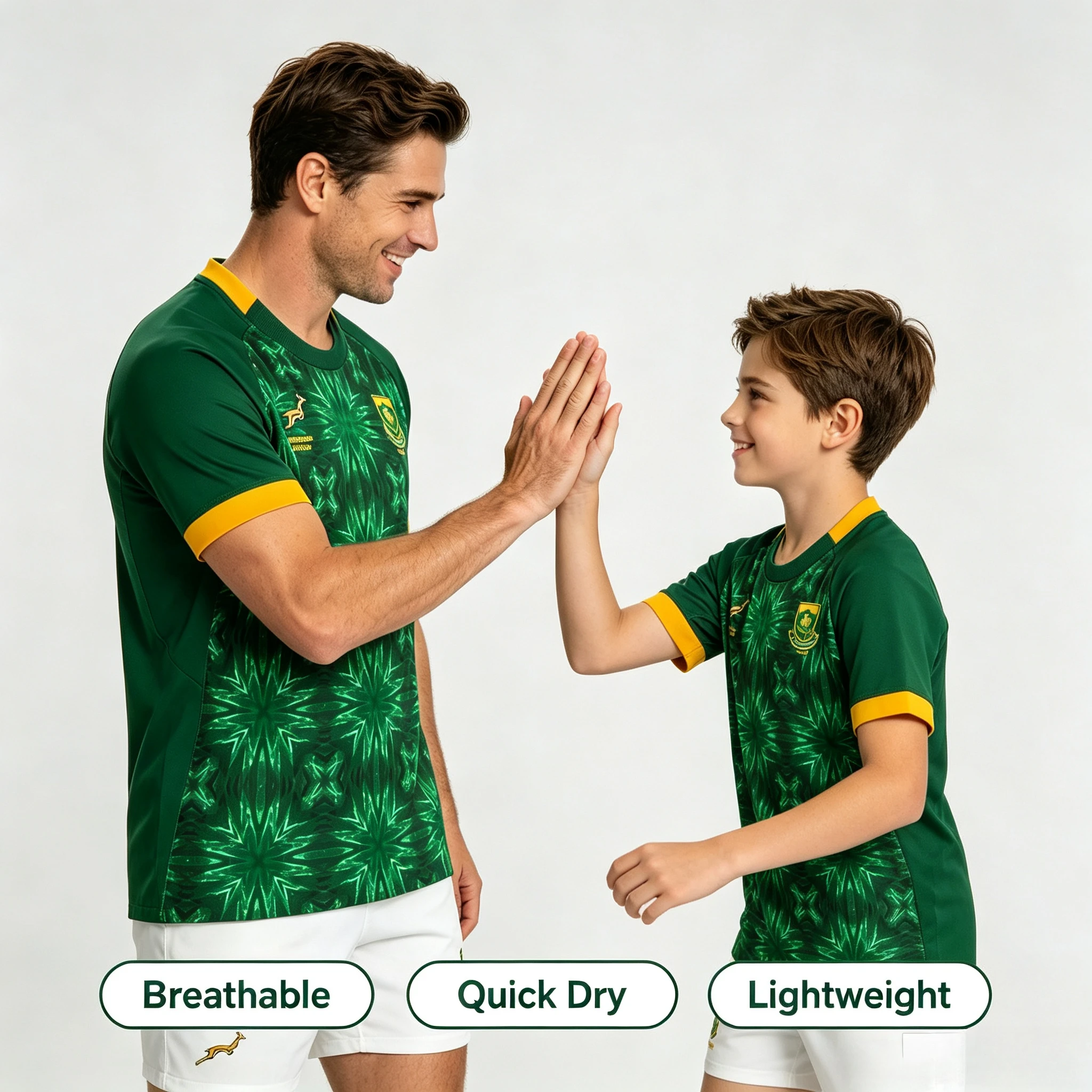 South African Rugby Springboks 3D Jerseys for Family Fans Wearing Sports T-shirts for Training, Breathable and Quick Drying