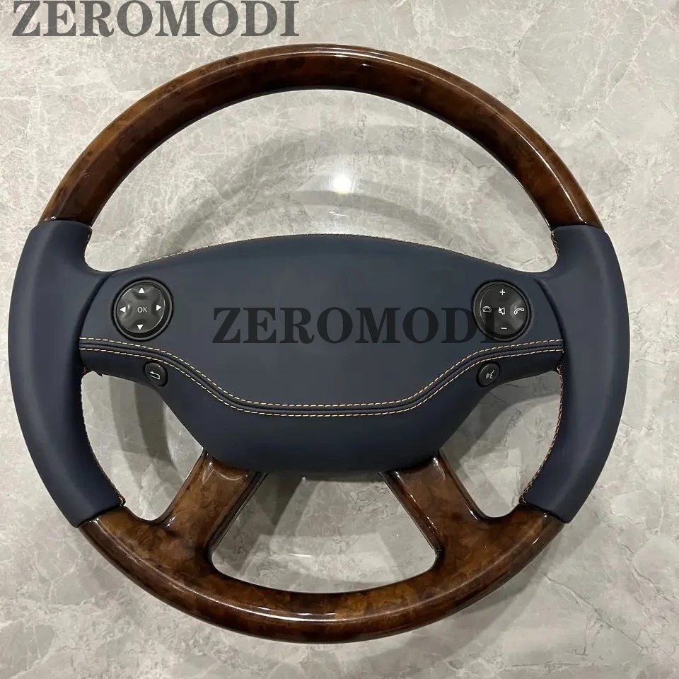 For Mercedes Benz CL-Class C216 S-Class W221 2006 2007-2010 Walnut Wood Steering Wheel Leather