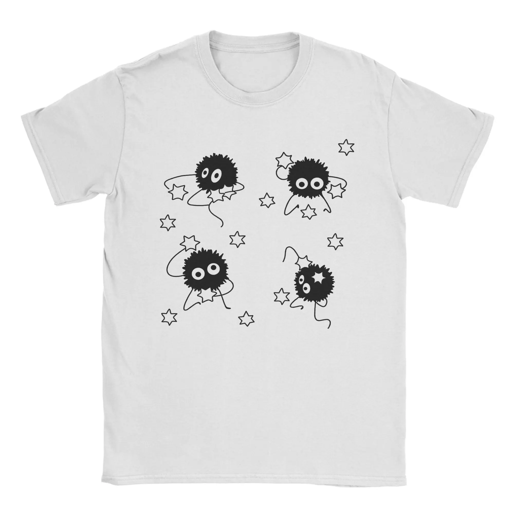 Cool Soot Sprites Totoro-Miyazaki Anime T-Shirt Men Round Collar 100% Cotton T Shirts  Short Sleeve Tees Summer Clothing