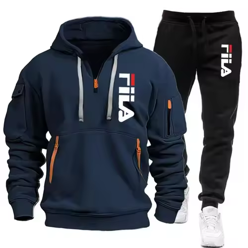 Two sets of 2025 new fashionable men's sportswear, a zippered hooded sweatshirt and sweatpants, for casual fitness and jogging - Image 13