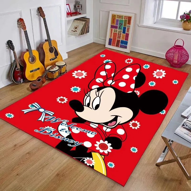 MINISO Disney Mickey Carpet for Living Room Home Decor Anti Slip Rugs Bedroom Bedside Baby Crawling Floor Mats Washable Doormat