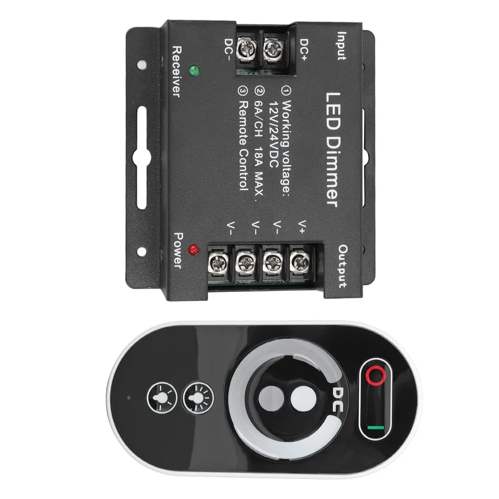 Aluminum alloy LED Dimmer Controller Constant Voltage 2.4G Touch Remote CCT LED Controller 12V 24V DC Dimming RF Dimmer Switch