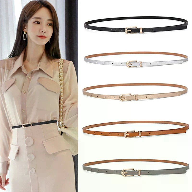 

1 шт., модные черные, белые, серые женские ремни, тонкий узкий пояс с пряжкой, регулируемый ремень, летнее платье, джинсовый ремень, ремни из искусственной кожи