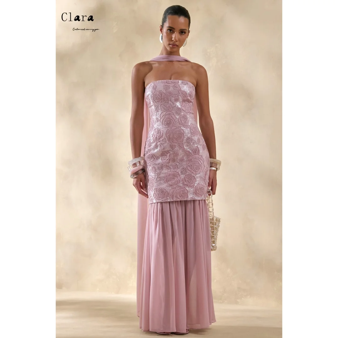 

Clara Custom Pink Tube Top Strapless Shiny Evening Dresses Woman Elegant Women's Dresses for Wedding Party Dresses Luxury 2026