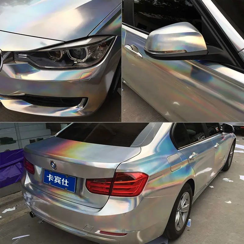 

5Mx1.52M Holographic Chrome Laser Silver Color Change Vinyl Wrap Film Car Sticker Decal Sticker