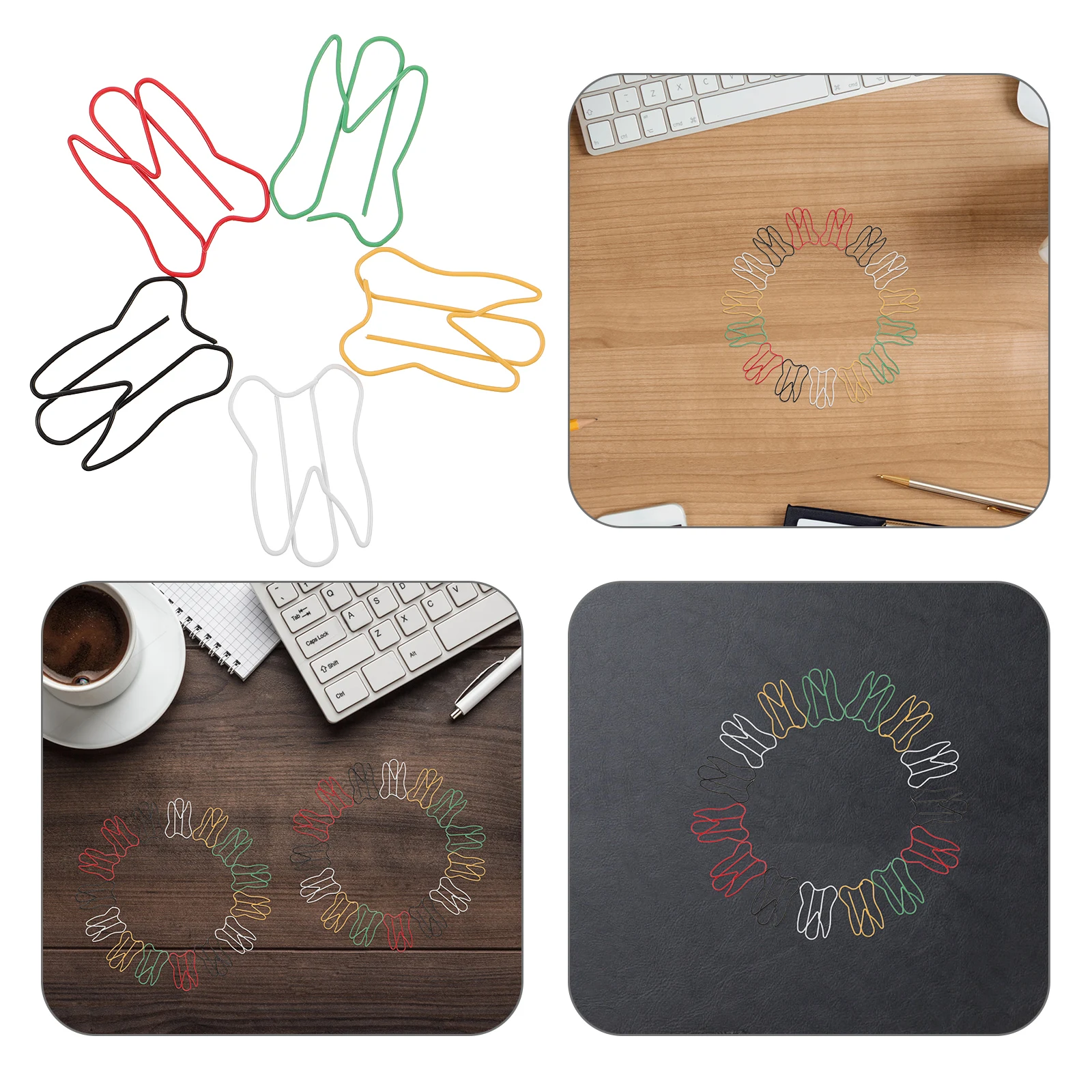 

100pcs Colorful Paper Clips: Tooth Shaped Metal For Office Home School Bright Fun Document Organizing Binder Clips Assorted Size