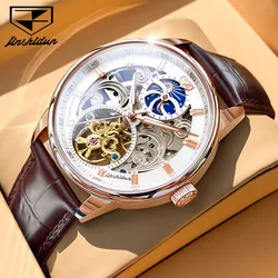 JSDUN 8922 Top Brand Classic Mechanical Watch For Men Hollow Skeleton Moon Phase Wrist Watches Original Waterproof Hand Clock