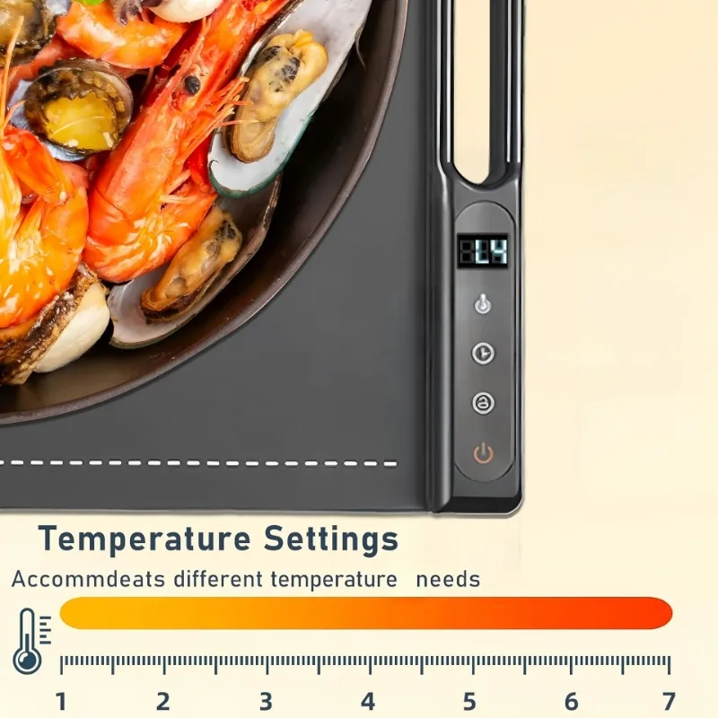 Tabletop Collapsible Food‑Temp‑Control Pad, Household Dining‑Table Utensil for Adjustable‑Heat Meal Warm‑Retaining Tasks