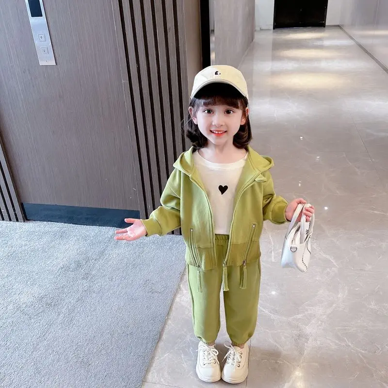 

Girls Suits Spring and Autumn Suit 2024 New Fashion Children Suit Girls Baby Leisure Sports Two-piece Set Simple Casual