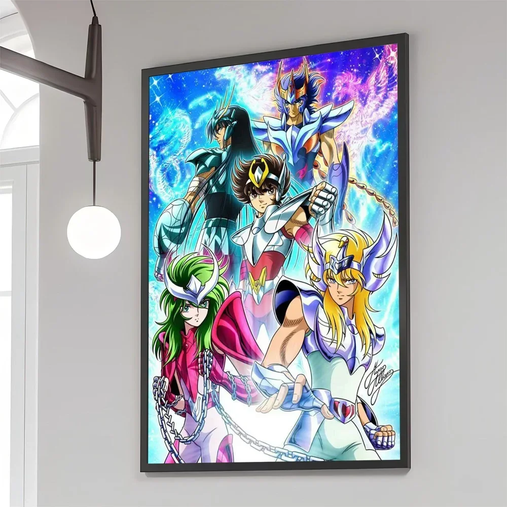 Classic Anime Saint Seiya No Frame Canvas Painting Gold Saints Hero Armor Character Group Poster Wall Art Set