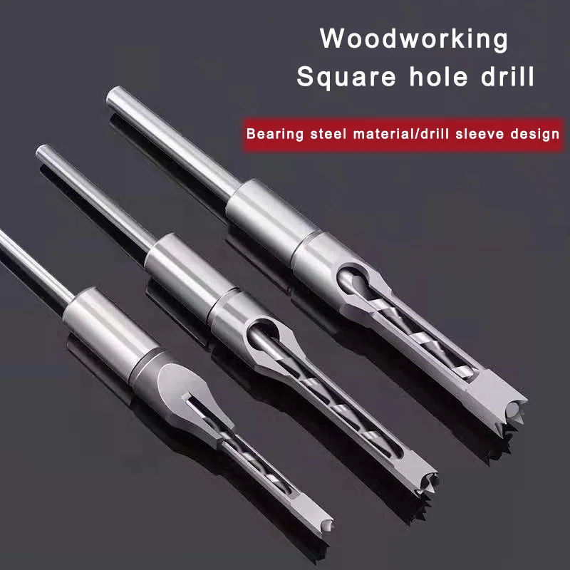 4pcs Square Hole Drill Bit Auger Bit Steel Mortising Chisel Drilling Craving Woodworking Tools Core Twist Drill Bit