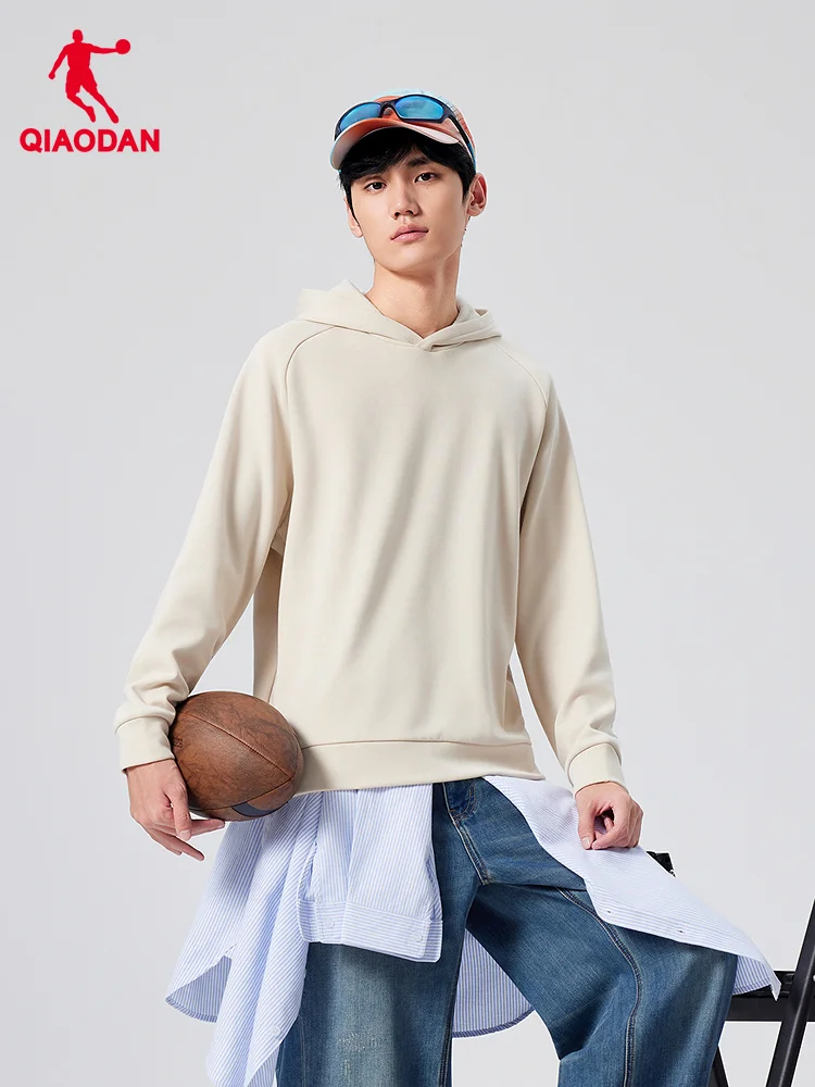 

QIAODAN Men's Fleece-Lined Sweatshirt 2025 Winter New Warm Hooded Versatile Loose Pullover Retro Casual Sweatshirt QXEWD3253006B