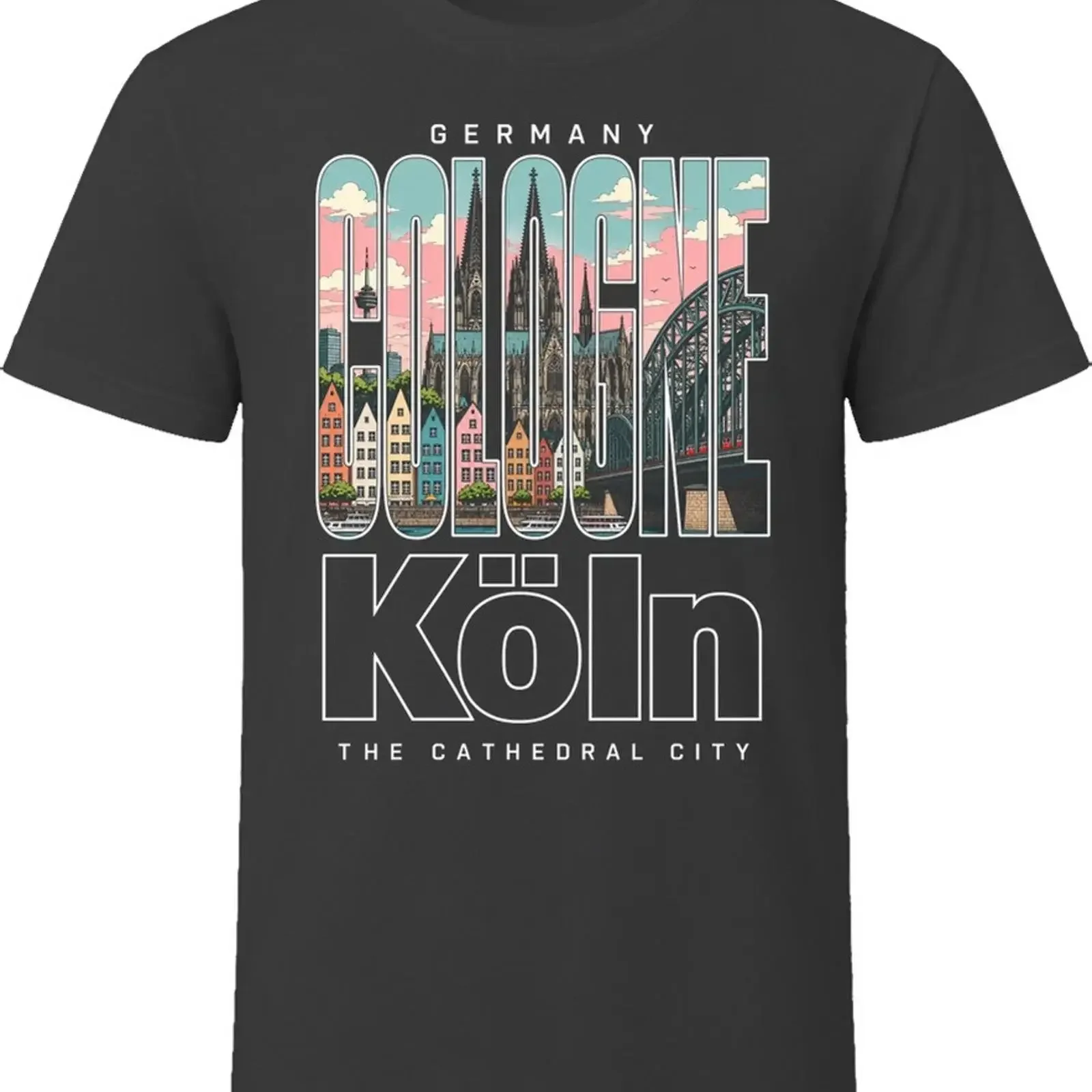 Cologne Germany The Cathedral City T Shirt Image 1 of 4 vintage Washed Comfortable Unisex Versatile fashion Slightly homme