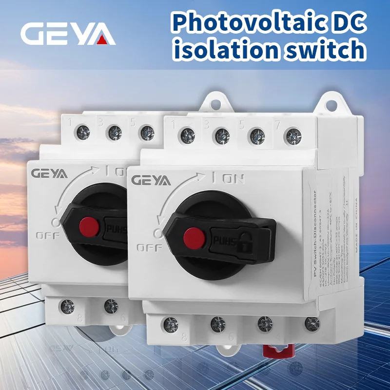 GEYA New Photovoltaic Solar DC Isolation Switch Outdoor PV Solar Switch 4P 1200V 63A UKPM Rotating Handle IP66 For Solar Switch