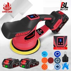 ONEVAN 8500RPM Brushless Electric Polisher 6Gear Cordless Car Polisher Auto Electric Waxing Sanding Tool For 18v Battery Pin