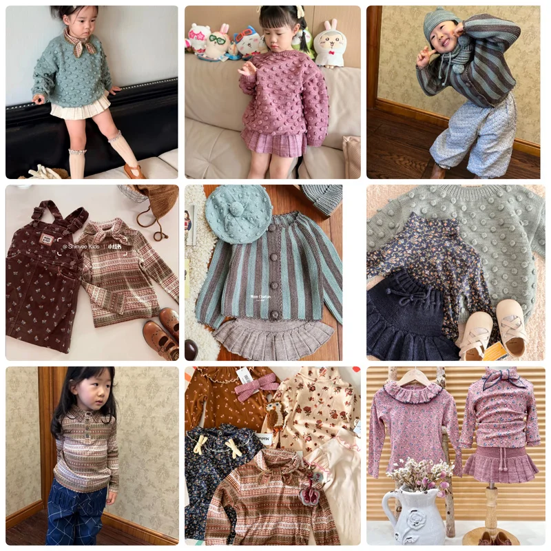 PRE-SALE(ship in Oct.) 2026 MP Autumn Winter Girl Dress Kids Knitted Cardigan Boys Pants Children Sets Girls Skirts