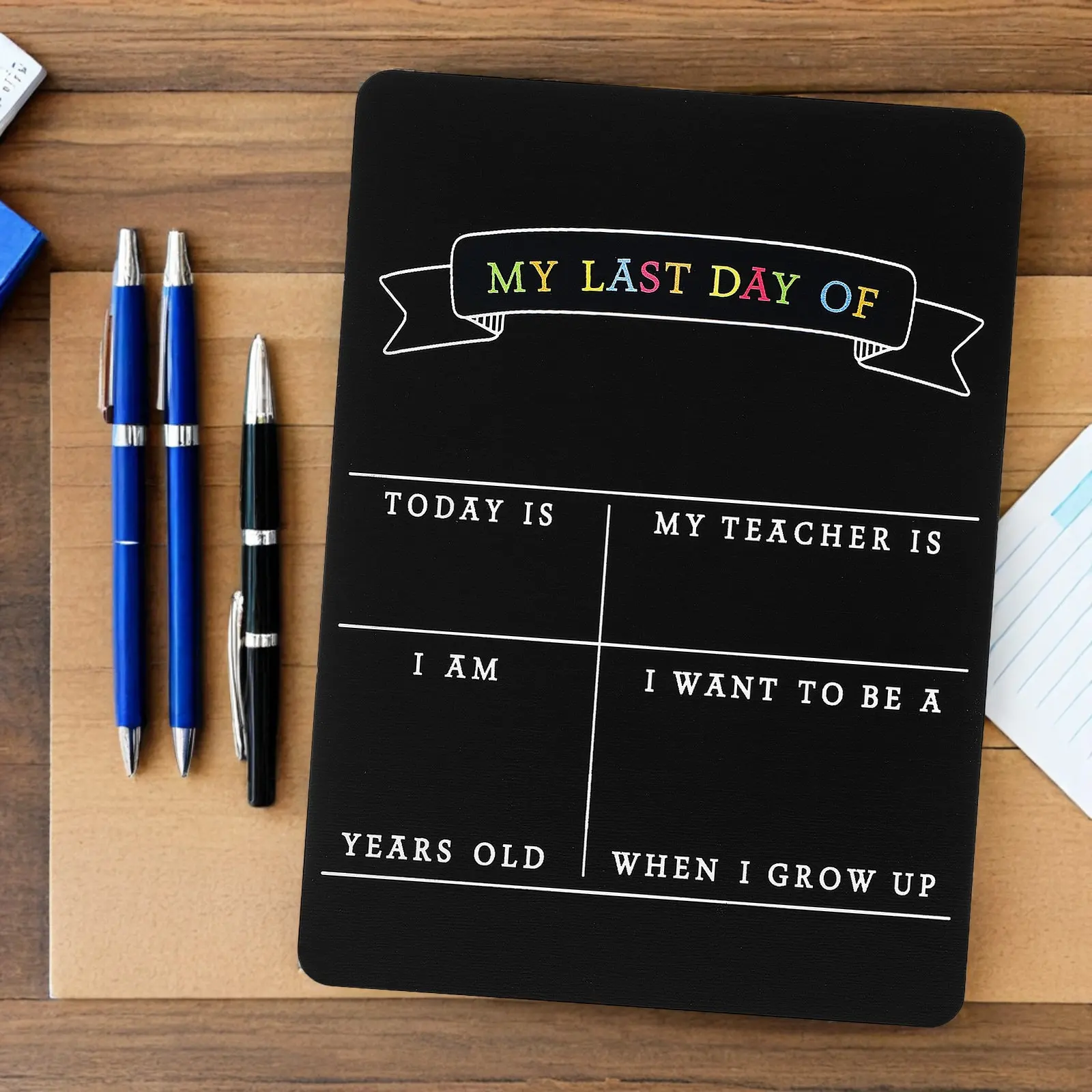 2Pcs Double Sided Wooden Chalkboard Sign Reusable School Memory Board Day Kindergarten Preschool Photo Prop