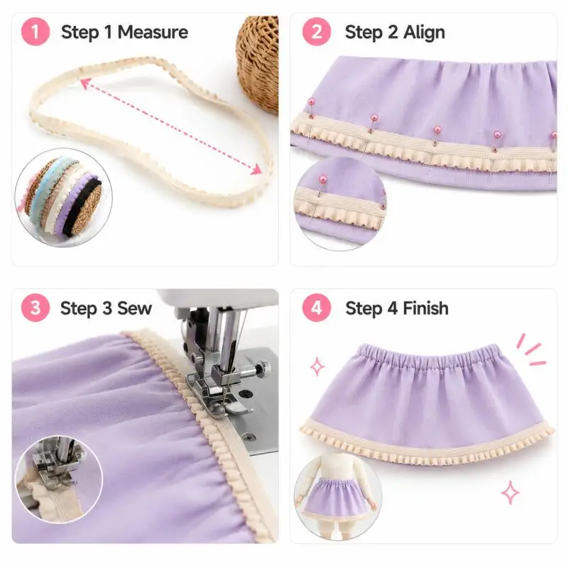 10/5/3/2/1 Stück 1 cm x 1 m gerafftes elastisches Spitzenband, elastisches Schleifenband, Stirnband, Taillenband, Schuhdekorationsband, DIY-Bastelmaterial – Detail 4