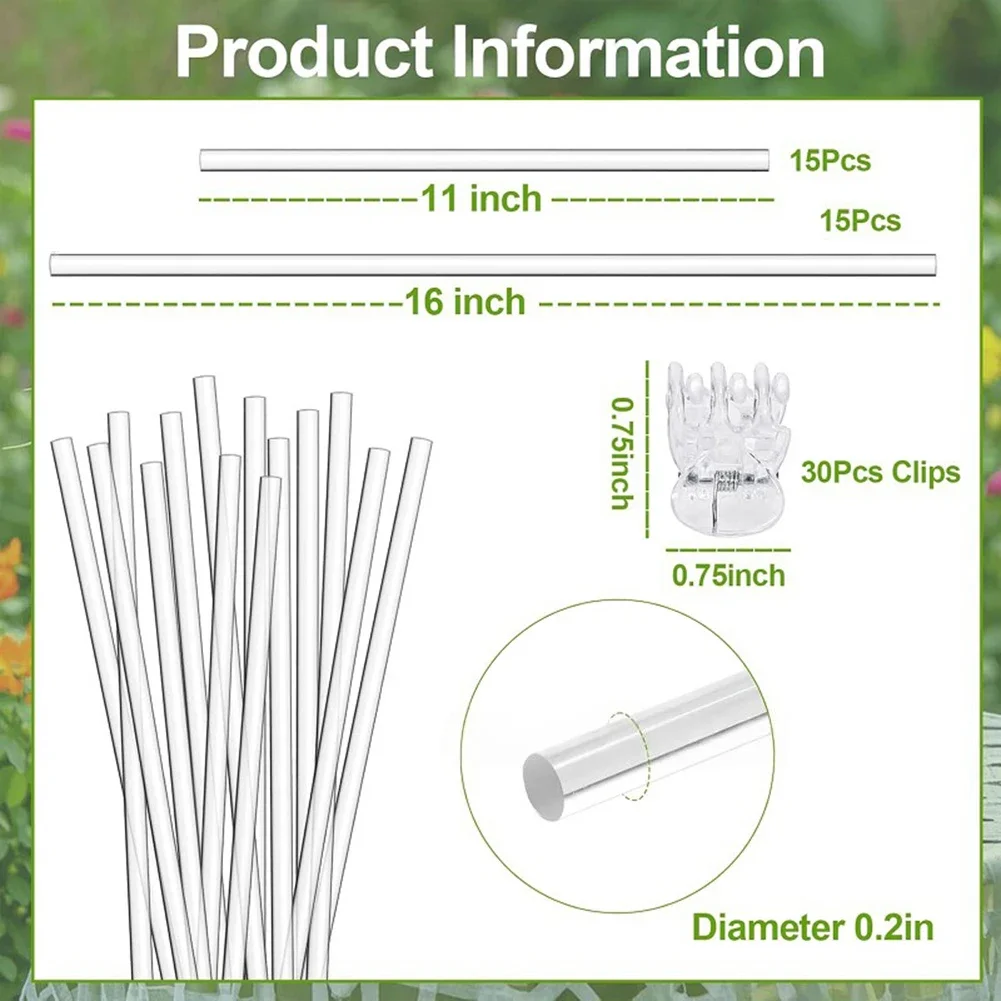 Transparent Plant Supports Plant Support Stakes Indoor Outdoor Use Promotes Plant Health Versatile Plant Support