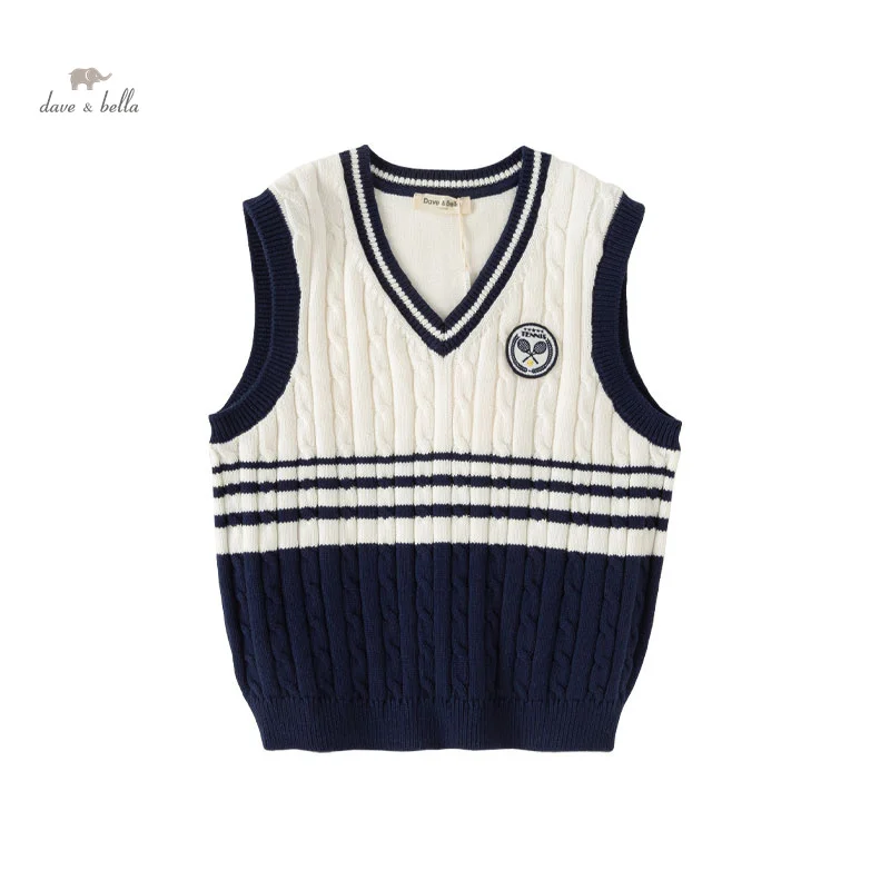 

Dave Bella Children's Sweater Vest Clothes Tank Top 2024 New Spring Boy's Fashion Casual Gentleman Cool Academic-Style DK1248337