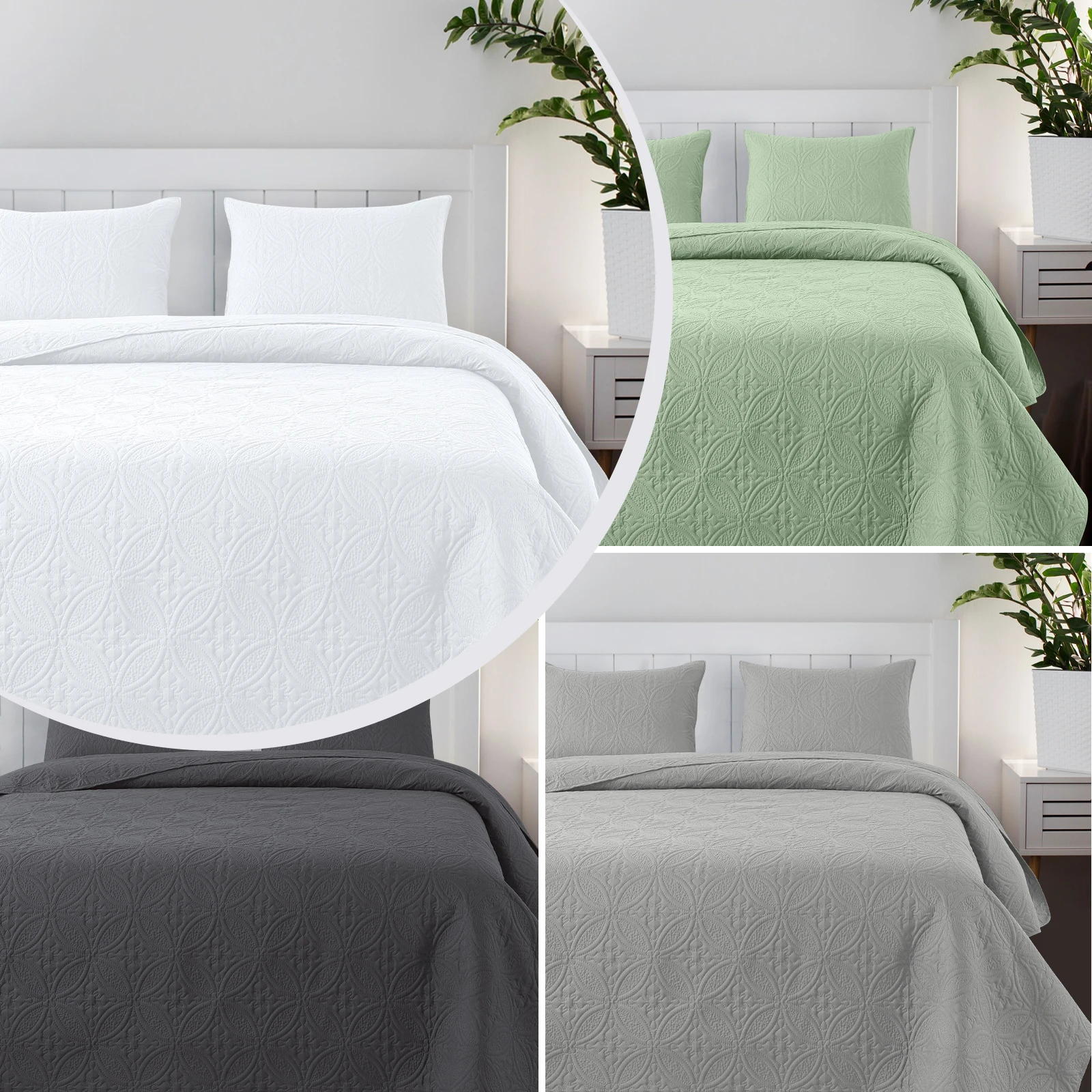 2/3pcs Solid Color Embossed Bedspread Set (1*Bedspread + 1/2*Pillowcase Without Filler), Modern Coin Pattern Soft Breathable And