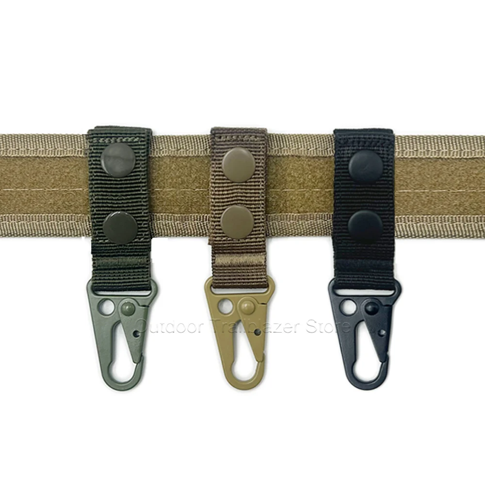 Tactical Belt Key Chain Holder Carabiner Molle Snap Hook Belt Nylon Webbing Buckle Hanging Camping Hiking Outdoor Accessories