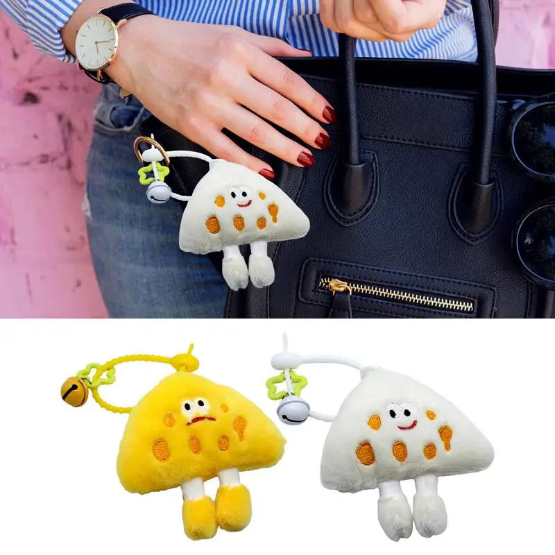 Food Stuffed Animals Cheese Food Plushies With Bell Funny Keychains Exquisite Funny Plush Pendants Food Chain Toys For Clothing