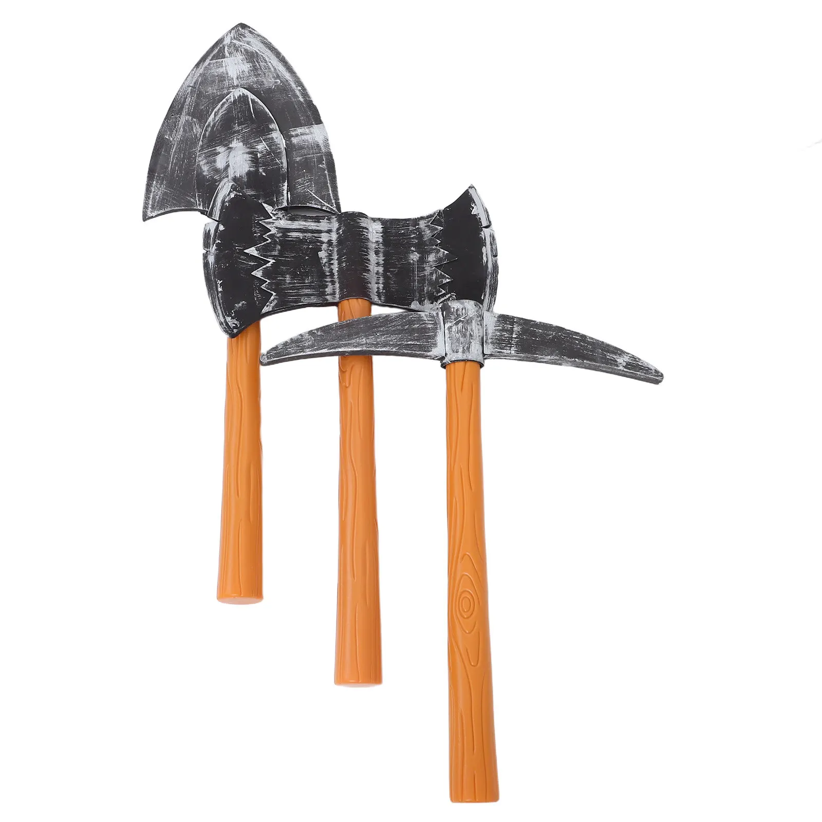 

3Pcs Realistic Dwarf Roleplay Tools Pickaxe Shovel Faux Hatchet Lightweight Detailed Craftsmanship for Stage Play Costume Party