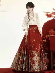 Ming Dynasty Hanfu Horse Face Skirt Women Spring Pleats Skirt Chinese Style Embroidery Weaving Gold Black Red Hanfu Skirt Shirt