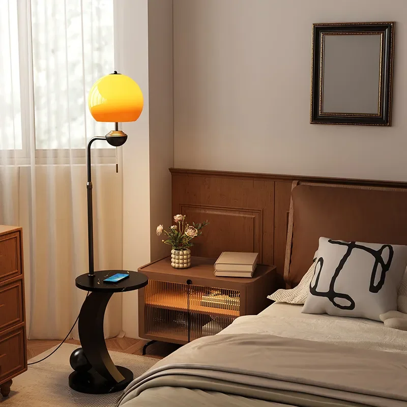 Vintage Floor Lamp with Integrated Shelf for Living Room Sofa or Bedside Modern Artistic Light Luxury Atmosphere Lighting