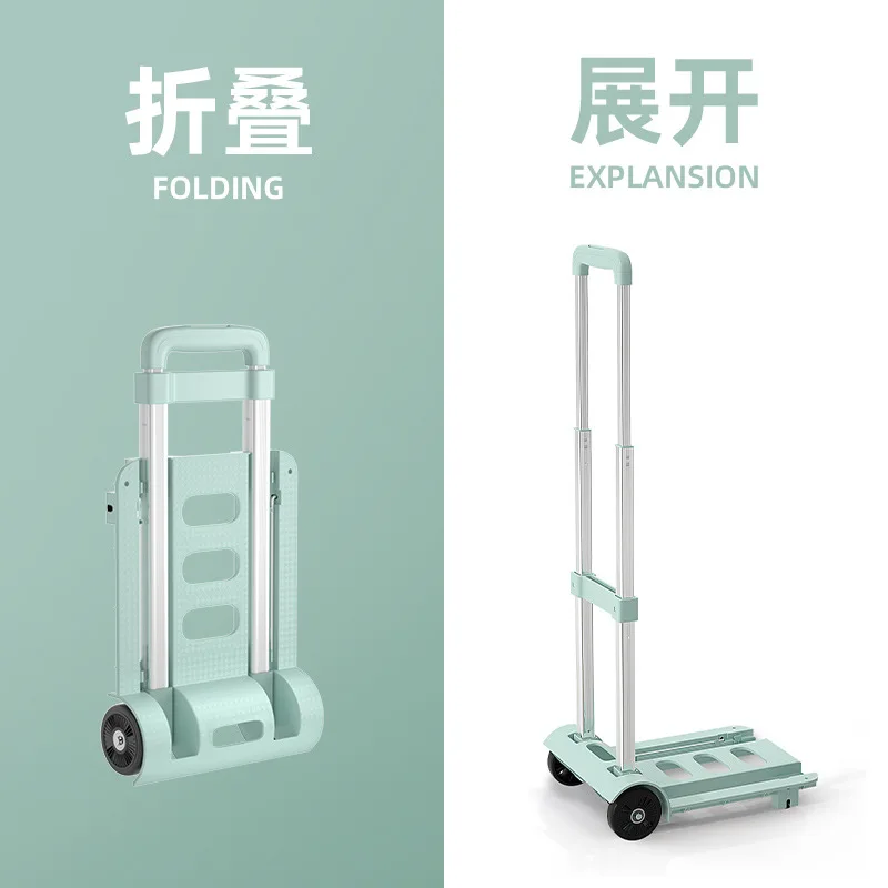 For folding household portable pull goods handling shopping trolley
