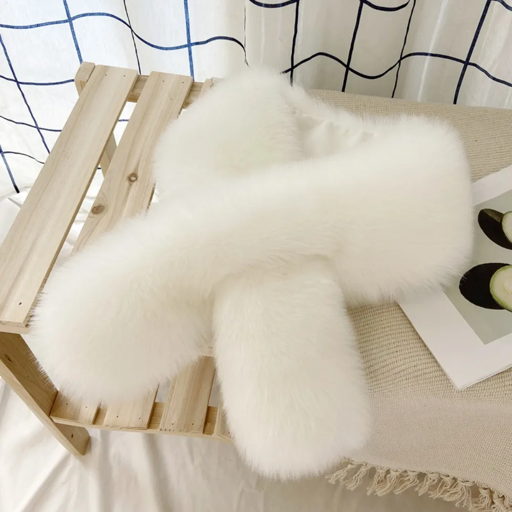 

Уютный универсальный шарф из искусственного меха, однотонные мягкие грелки для шеи, теплая пушистая шаль для шеи для женщин