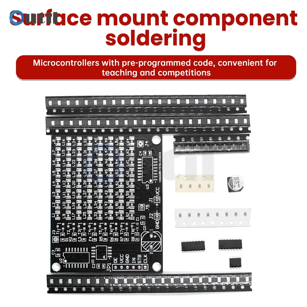 Zestaw DIY do elektroniki: Matryca LED 256 punktów, ekran reklamowy, dioda elektroluminescencyjna SMD, zestaw do lutowania, komponenty do nauki lutowania.