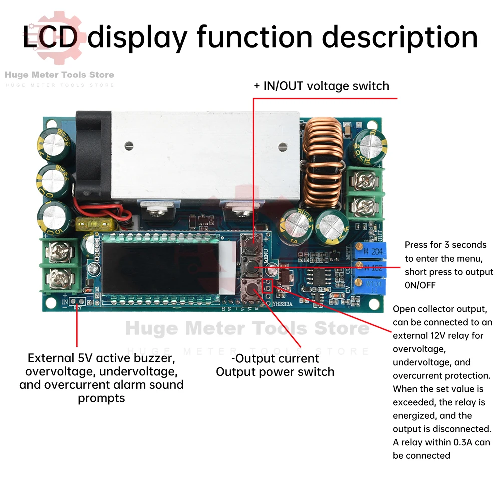 DC-DC Step Down Module 10-75V to 2-60V 15A 20A MPPT Solar Charging Constant Voltage Current Charge Module Voltage Regulator